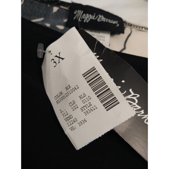 New With Tags Vintage Maggie Barnes Blouse Black White Size 3X Dressy Shirt Top - Picture 8 of 10